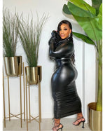 Load image into Gallery viewer, Faux Leather Liquid Dress Dazzled By B