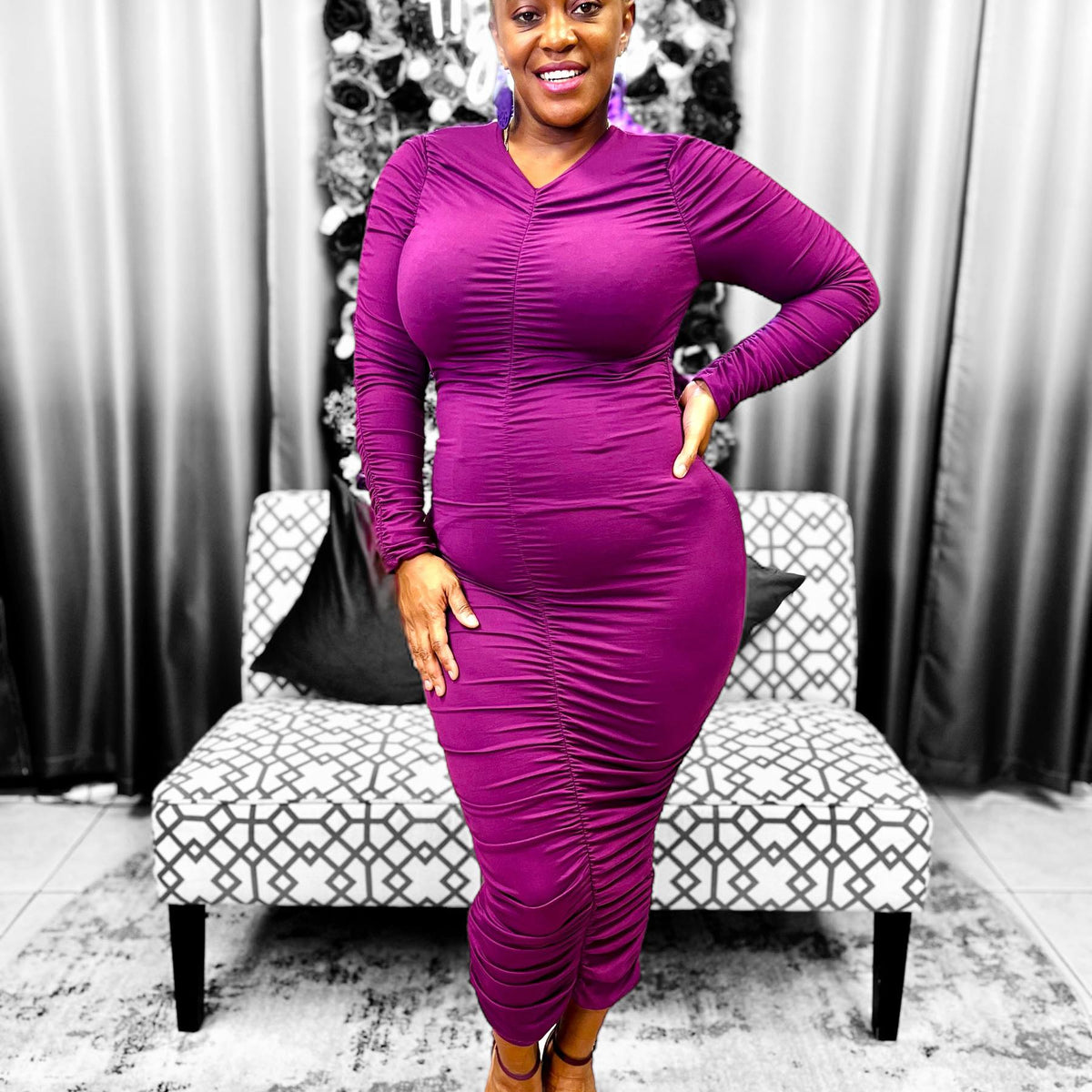 Ruched Dress | Midi Dress | Body Cob Dress | Fall Color Dress | Women Ruched Dress Dazzled By B Ruched Dress | Midi Dress | Body Cob Dress | Fall Color Dress | Women Ruched Dress Dazzled By B
