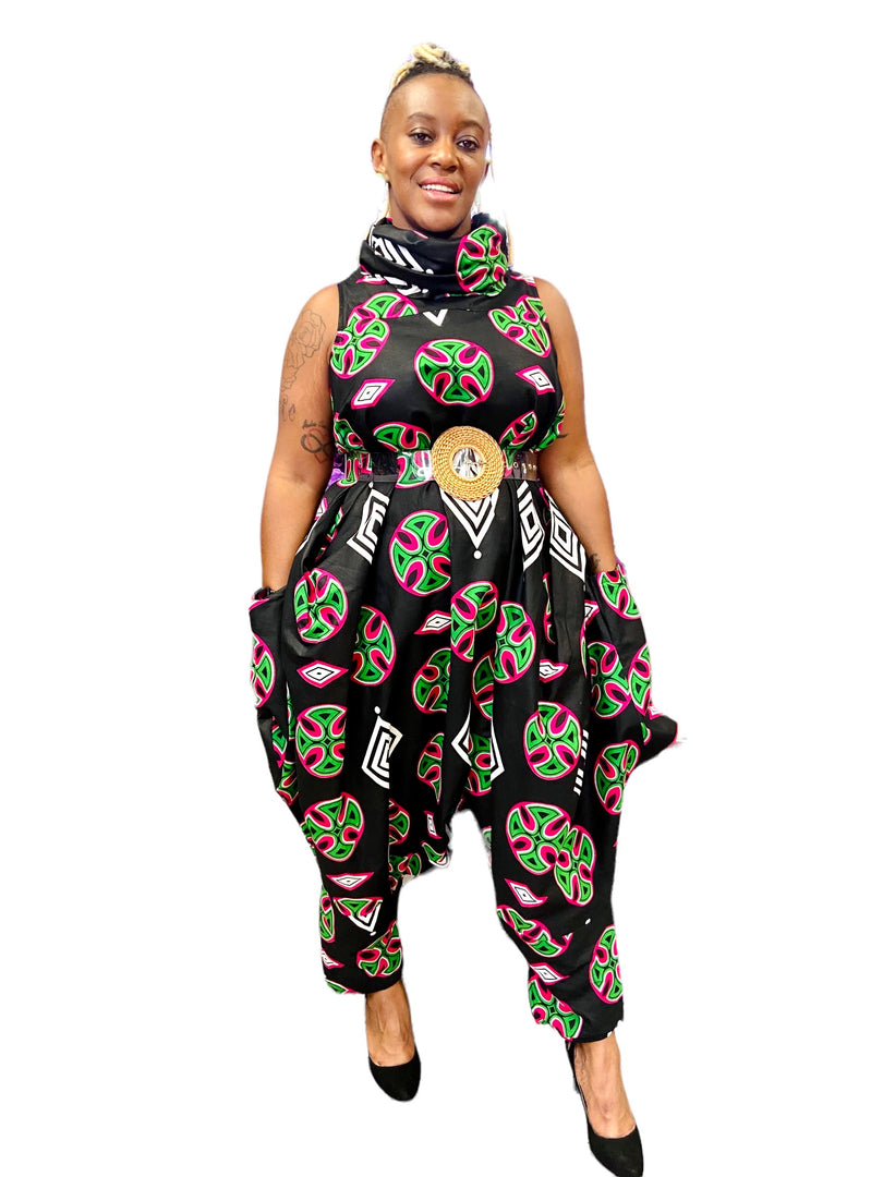 Turtle Neck Printed Jumpsuit Dazzled By B