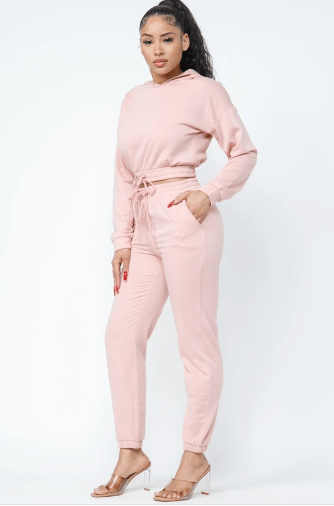 Call Me Hip Hoodie Set - Blush Dazzled By B