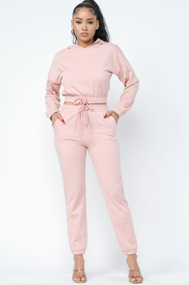 Call Me Hip Hoodie Set - Blush Dazzled By B
