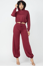 Load image into Gallery viewer, Call me Hoodie Set - Burgundy Dazzled By B
