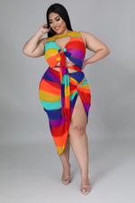 Load image into Gallery viewer, Rainbow Bodysuit Skirt Set Dazzled By B