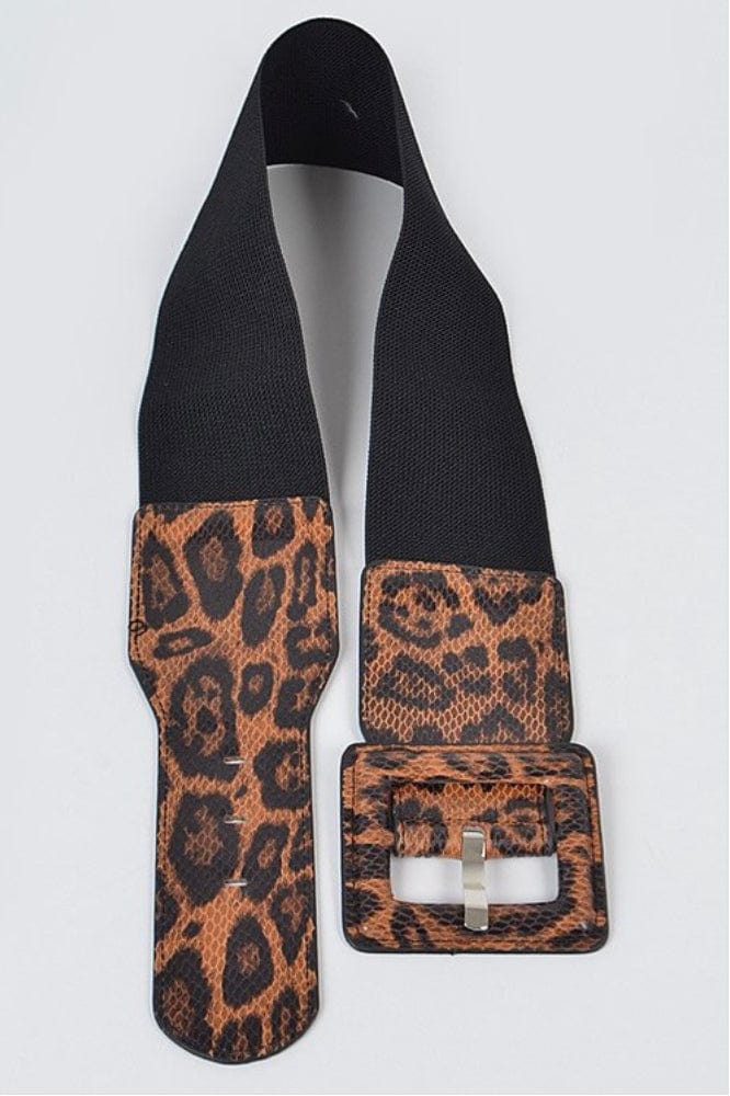 Leopard Faux Leather Elastic Belt Dazzled By B