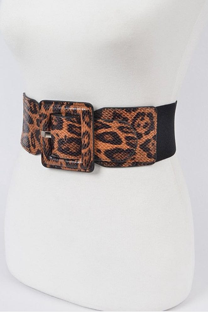 Leopard Faux Leather Elastic Belt Dazzled By B