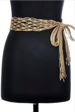 Load image into Gallery viewer, Macrame Sash Belt with Fringe Ties Dazzled By B
