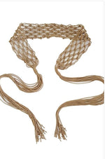 Load image into Gallery viewer, Macrame Sash Belt with Fringe Ties Dazzled By B
