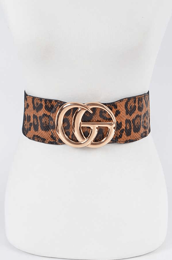 Leopard Print Buckle Stretch Belt Dazzled By B