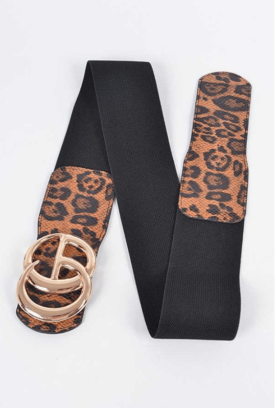 Leopard Print Buckle Stretch Belt Dazzled By B