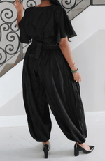 Load image into Gallery viewer, Black Denim Harem Pants Dazzled By B