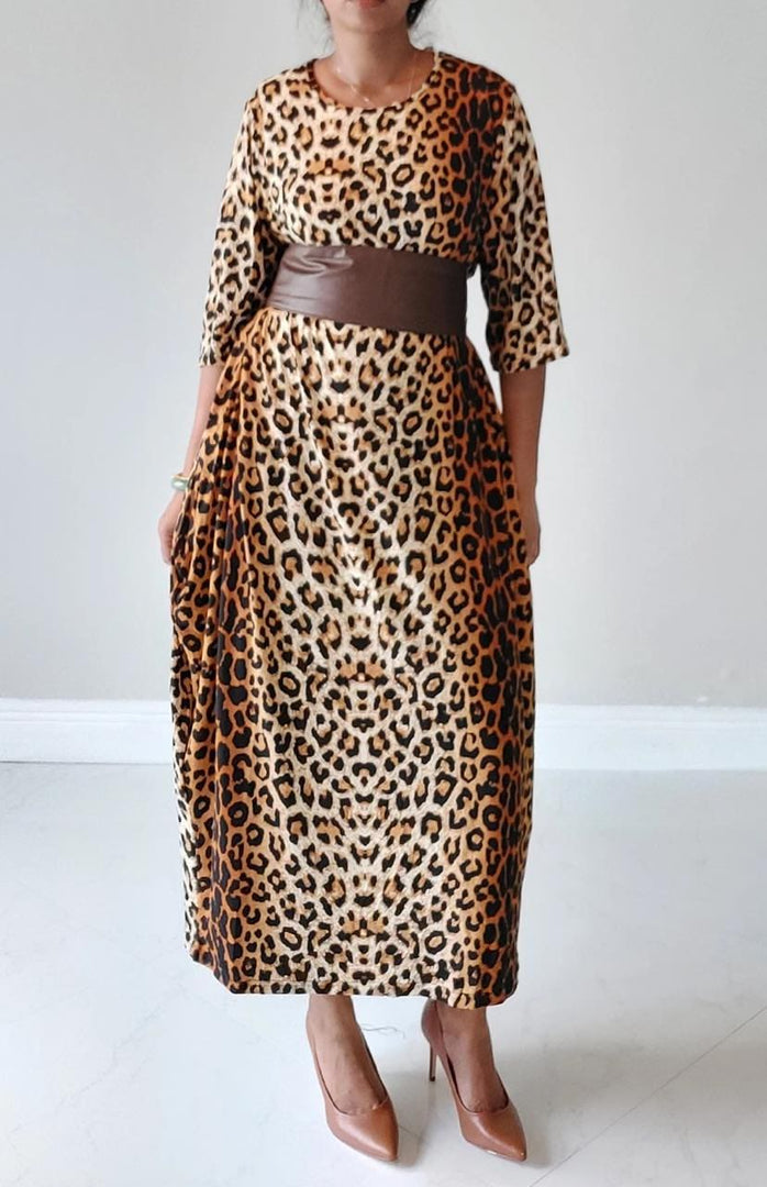 Brown Leopard Bubble Dress Dazzled By B