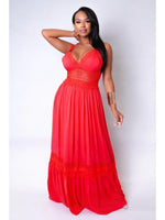 Load image into Gallery viewer, The Red Lace Maxi Dress Dazzled By B