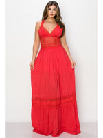 Load image into Gallery viewer, The Red Lace Maxi Dress Dazzled By B