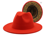 Load image into Gallery viewer, Red/Leopard Bottom Brim Fedora Dazzled By B