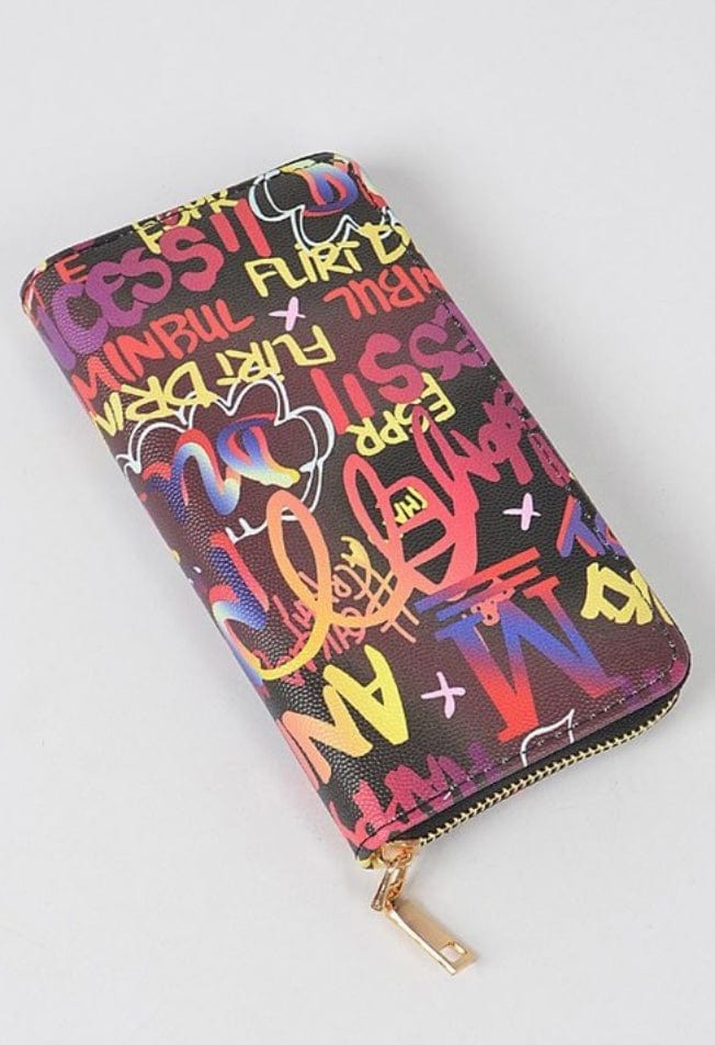 Graffiti Zipper Wallet - Black Dazzled By B