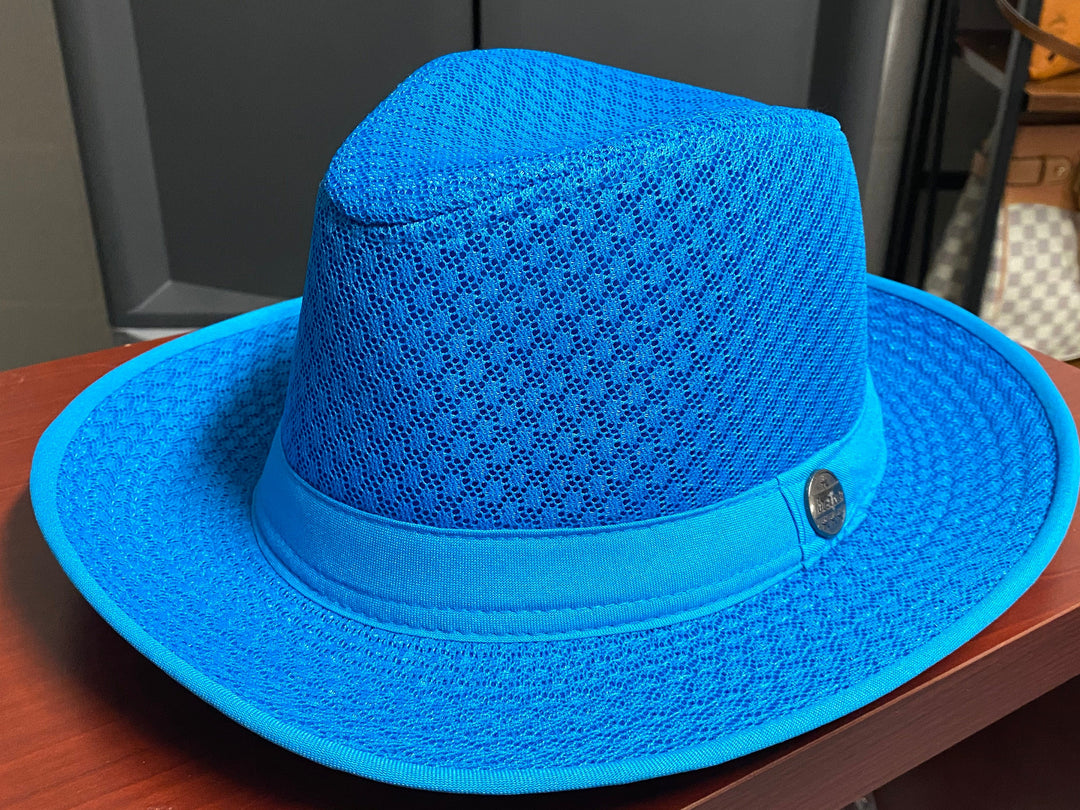 Aqua Large Brim Mesh Fedora Dazzled By B