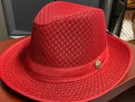 Load image into Gallery viewer, Red Large Brim Mesh Fedora Dazzled By B