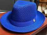 Load image into Gallery viewer, Royal Blue Large Brim Mesh Fedora Dazzled By B