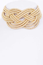 Load image into Gallery viewer, Metallic Braided Collar Necklace - Gold Dazzled By B