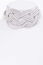 Load image into Gallery viewer, Metallic Braided Collar Necklace - Silver Dazzled By B