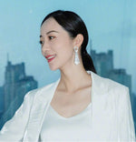 Load image into Gallery viewer, Silver Rhinestone Tie Earrings Dazzled By B