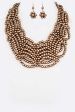 Load image into Gallery viewer, Woven Pearls Necklace Set - Gold Dazzled By B
