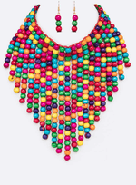 Load image into Gallery viewer, Fringe Wooden Beads Necklace Set Dazzled By B