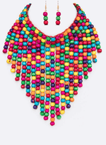 Load image into Gallery viewer, Fringe Wooden Beads Necklace Set Dazzled By B
