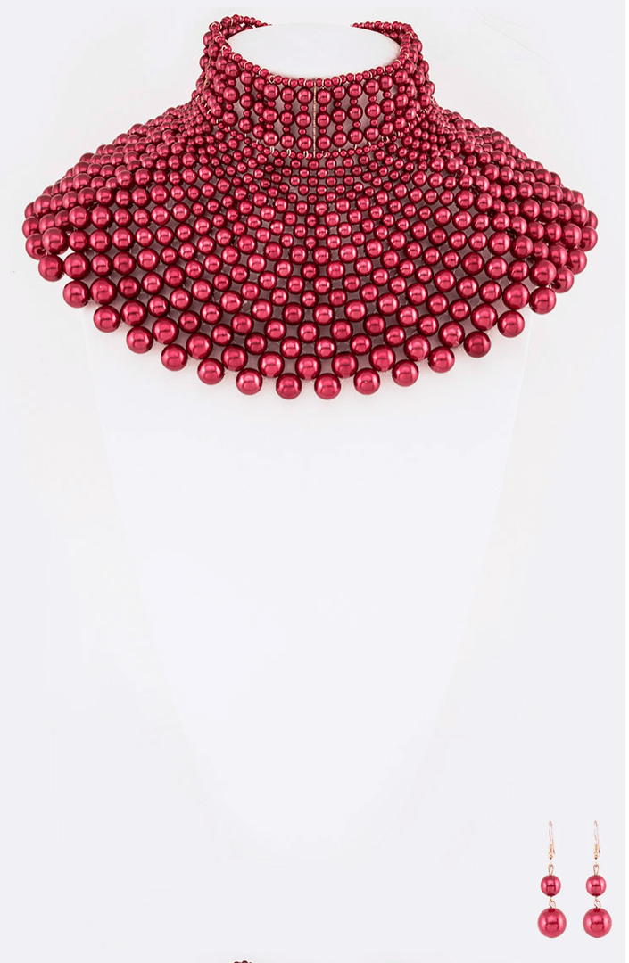 Pearl Collar Head Necklace Set - Multiple Colors Available Dazzled By B