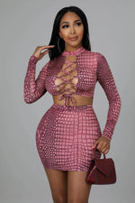 Load image into Gallery viewer, 3D Mauve Skirt Set Dazzled By B
