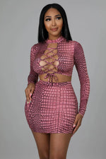 Load image into Gallery viewer, 3D Mauve Skirt Set Dazzled By B
