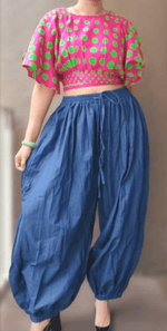 Load image into Gallery viewer, Blue Denim Harem Pants Dazzled By B
