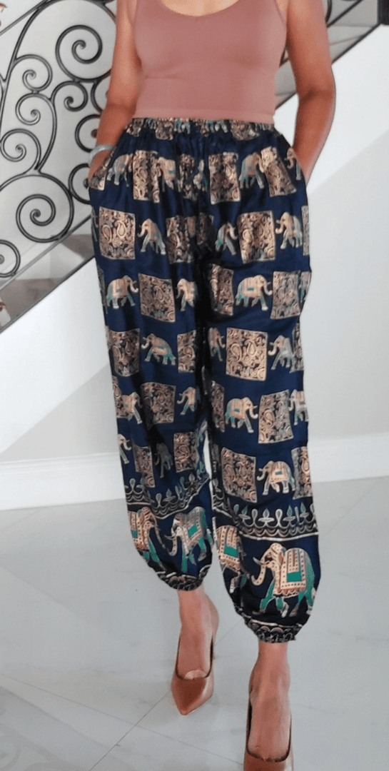 Elephant Print Wrinkle Harem Pants - Multiple Colors Available Dazzled By B