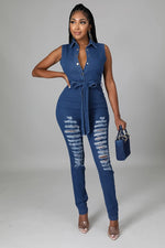 Load image into Gallery viewer, The Ripped Denim Jumpsuit Dazzled By B