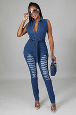 Load image into Gallery viewer, The Ripped Denim Jumpsuit Dazzled By B