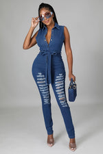 Load image into Gallery viewer, The Ripped Denim Jumpsuit Dazzled By B
