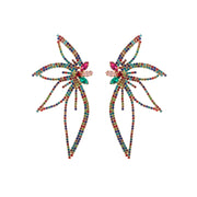 Leaf Shaped Earrings - Multi Color Dazzled By B