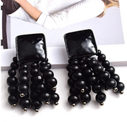 Beaded Tassel Earrings - Black Dazzled By B