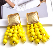 Beaded Tassel Earrings - Yellow Dazzled By B