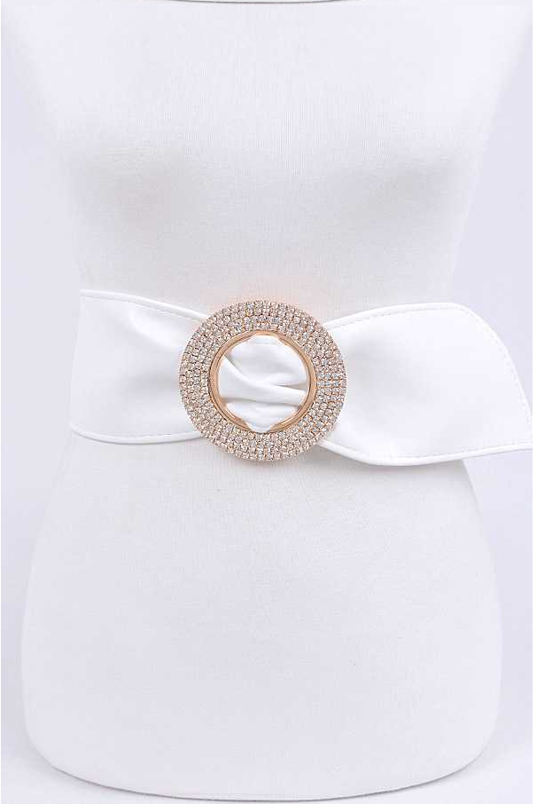 Plus Size Rhinestone Buckle Belt - White Dazzled By B