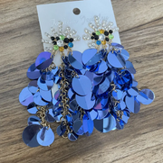 Sequins Inlay Earrings - Blue Dazzled By B