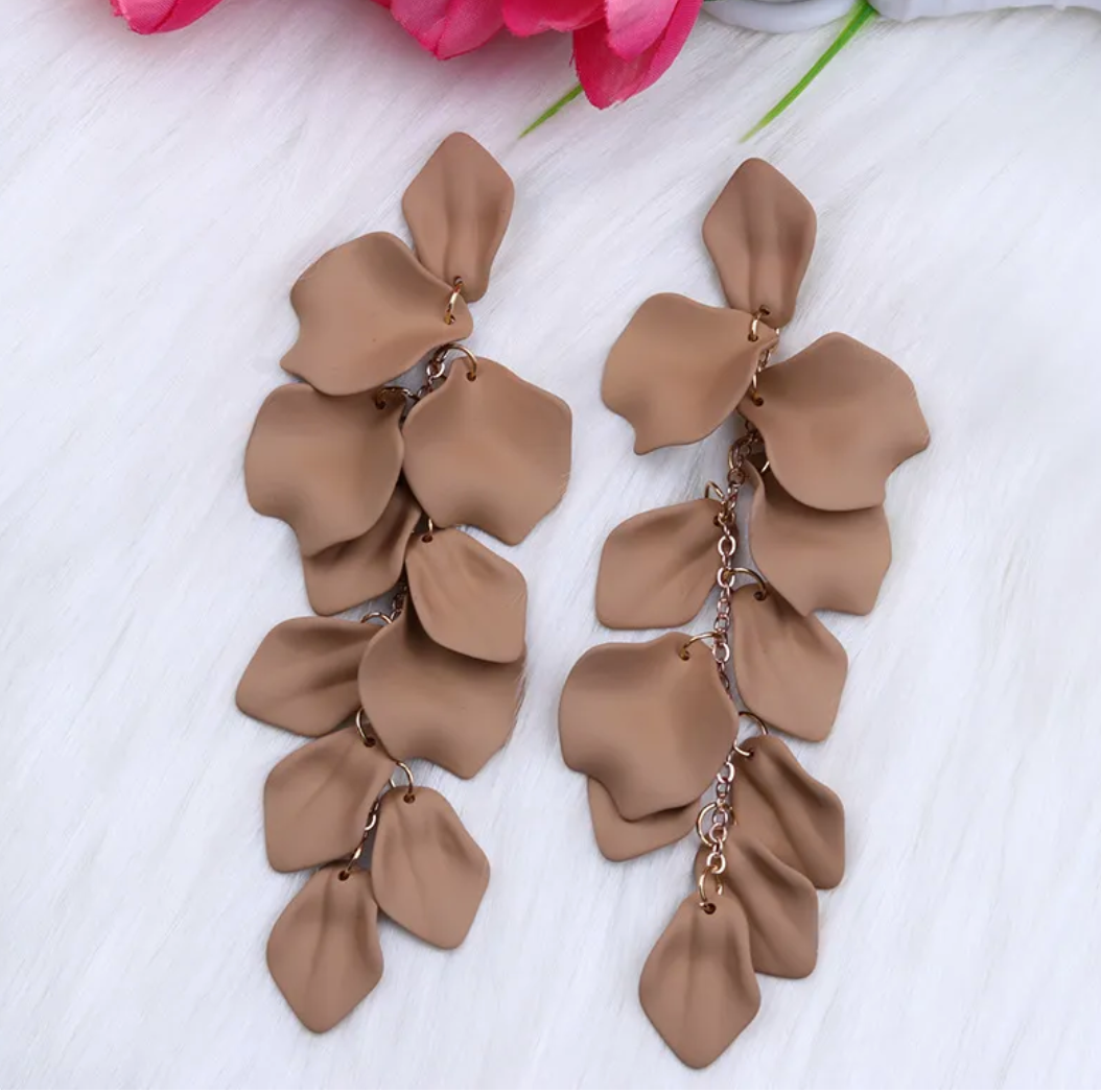 Rose Petal Acrylic Earrings - Brown Dazzled By B