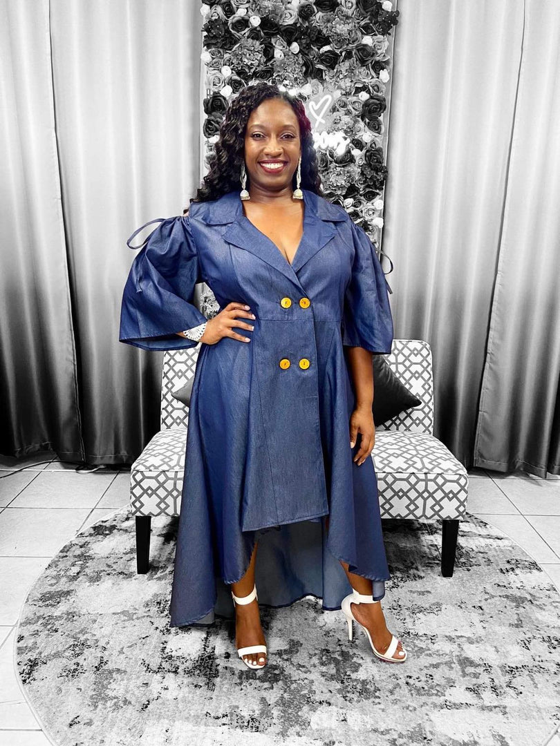 Denim High Low Dress Denim High Low Top Denim Trench Coat Dress Trench Coat Dress Denim Dress Cute Dress Summer Ready Dazzled By B
