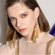 Geometric Sequins Earrings - Gold Dazzled By B