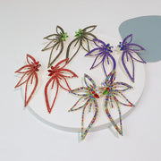 Leaf Shaped Earrings - Multi Color Dazzled By B