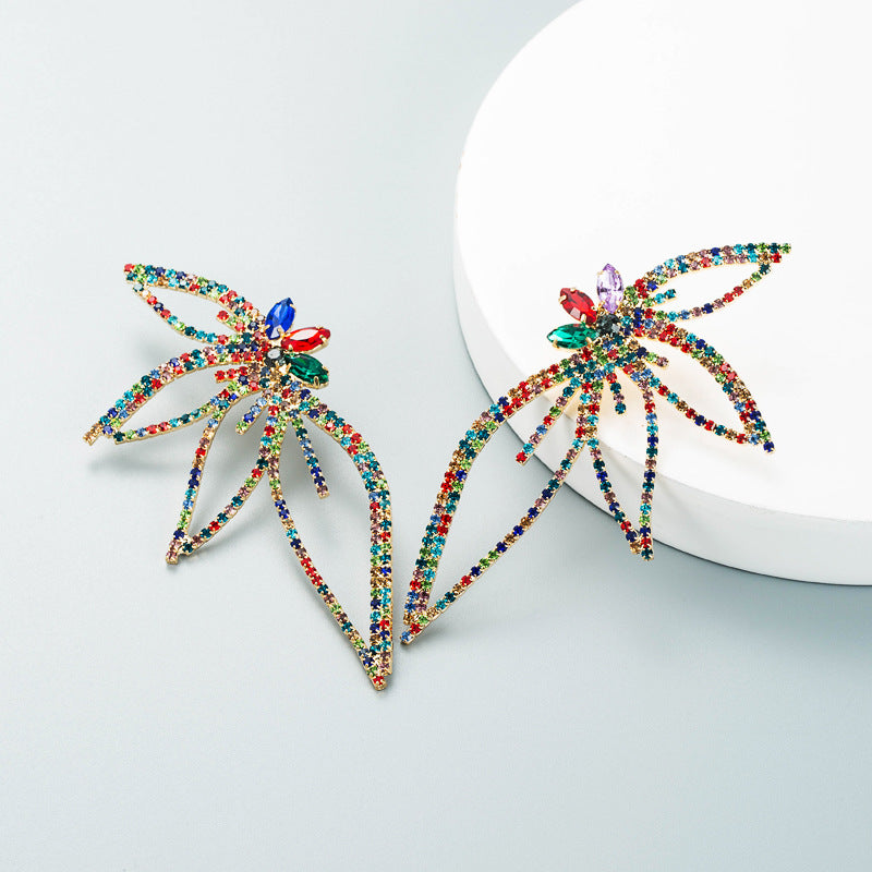 Leaf Shaped Earrings - Multi Color Dazzled By B