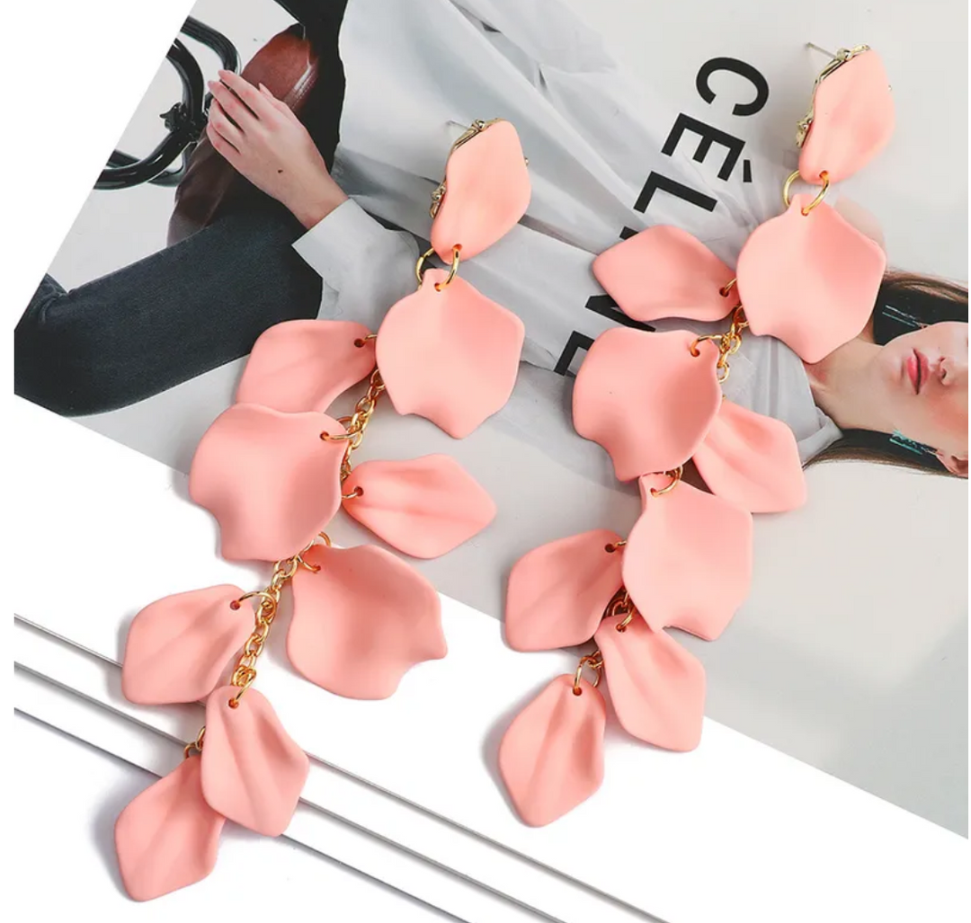 Rose Petal Acrylic Earrings - Pink Dazzled By B