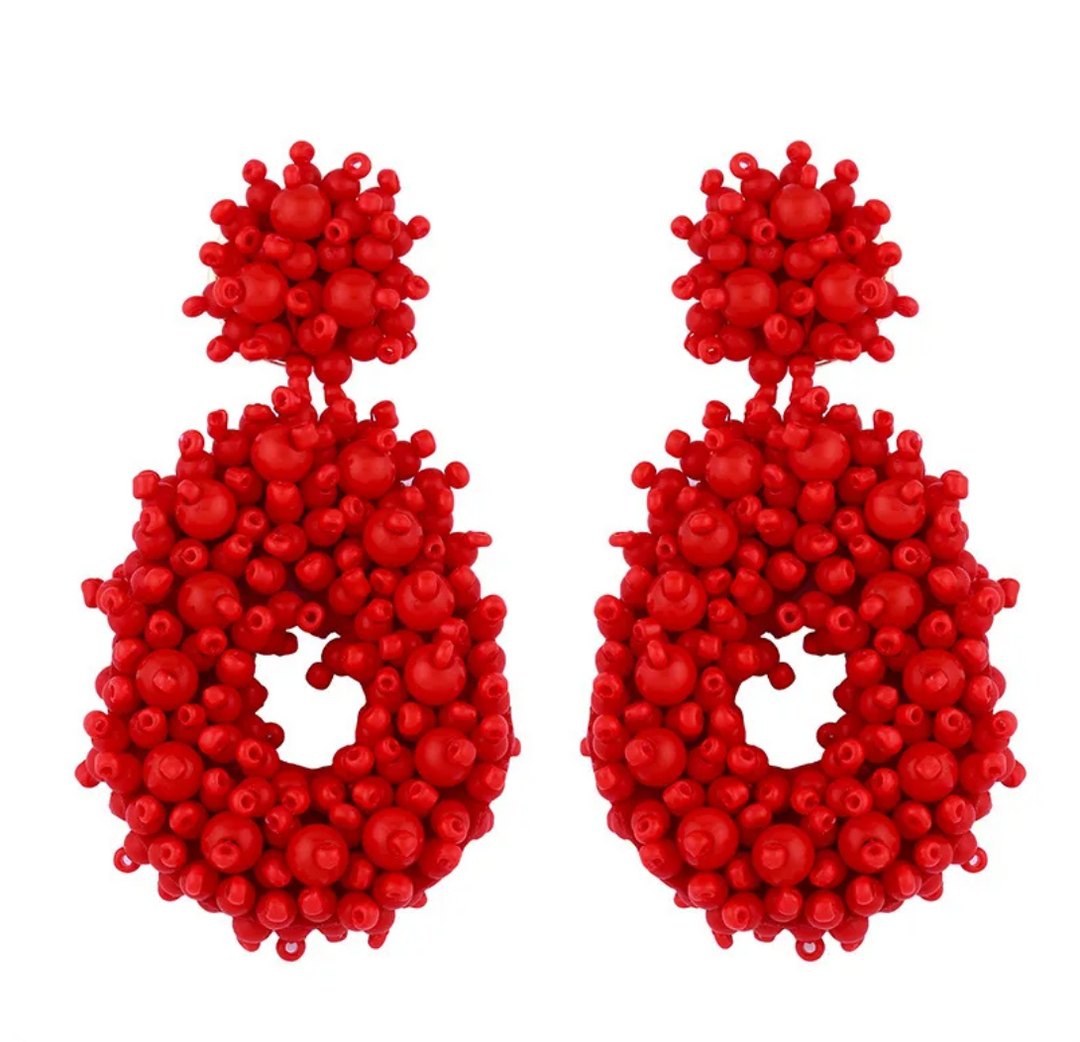 Water Droplet Bohemian Earrings - Red Dazzled By B