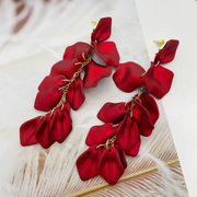 Rose Petal Acrylic Earrings - Burgundy/Red Dazzled By B