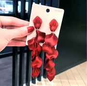 Rose Petal Acrylic Earrings - Burgundy/Red Dazzled By B